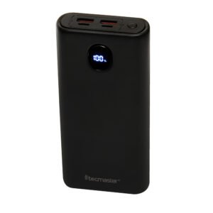 TECMASTER POWERBANK PD, ABS REFORZADO, 20.000 MAH, POTENCIA MÁXIMA PD 20W+ 22.5W MÁX, NEGRO